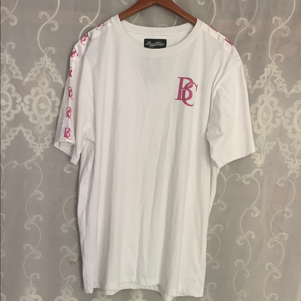 Classic White Tee with‎ Pink Accents
